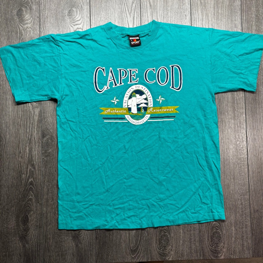 Vintage Signal Sport Cape Cod Massachusetts Lighthouse T-Shirt Teal Mens XL